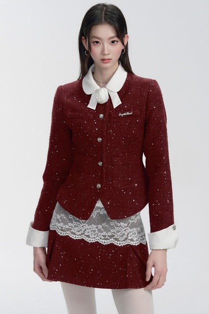 Festliches Hemd mit Diamantbesatz und Rock-Set 