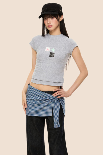 Slim Gray Square Crop Tee