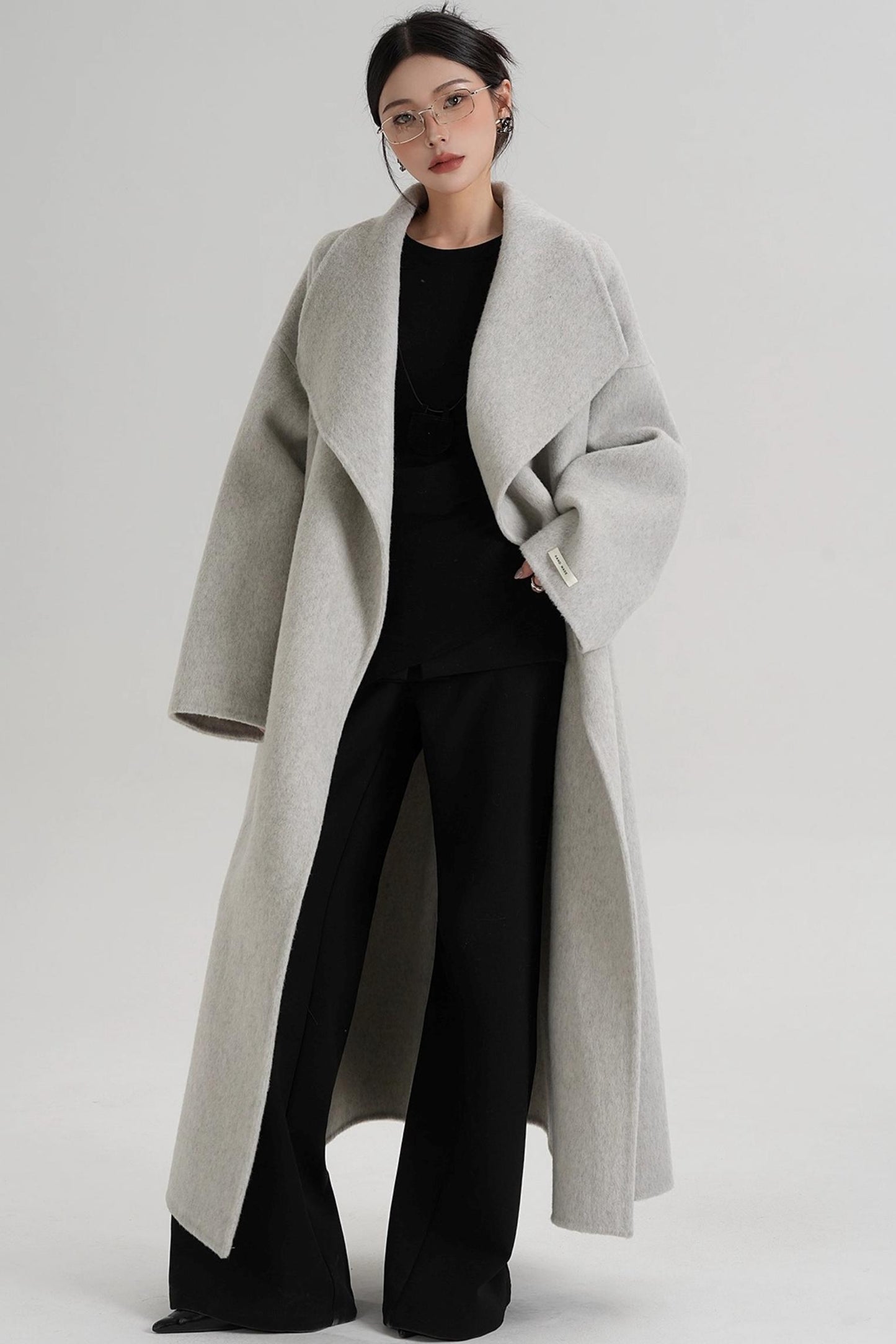 Large Lapel Long Wool Coat