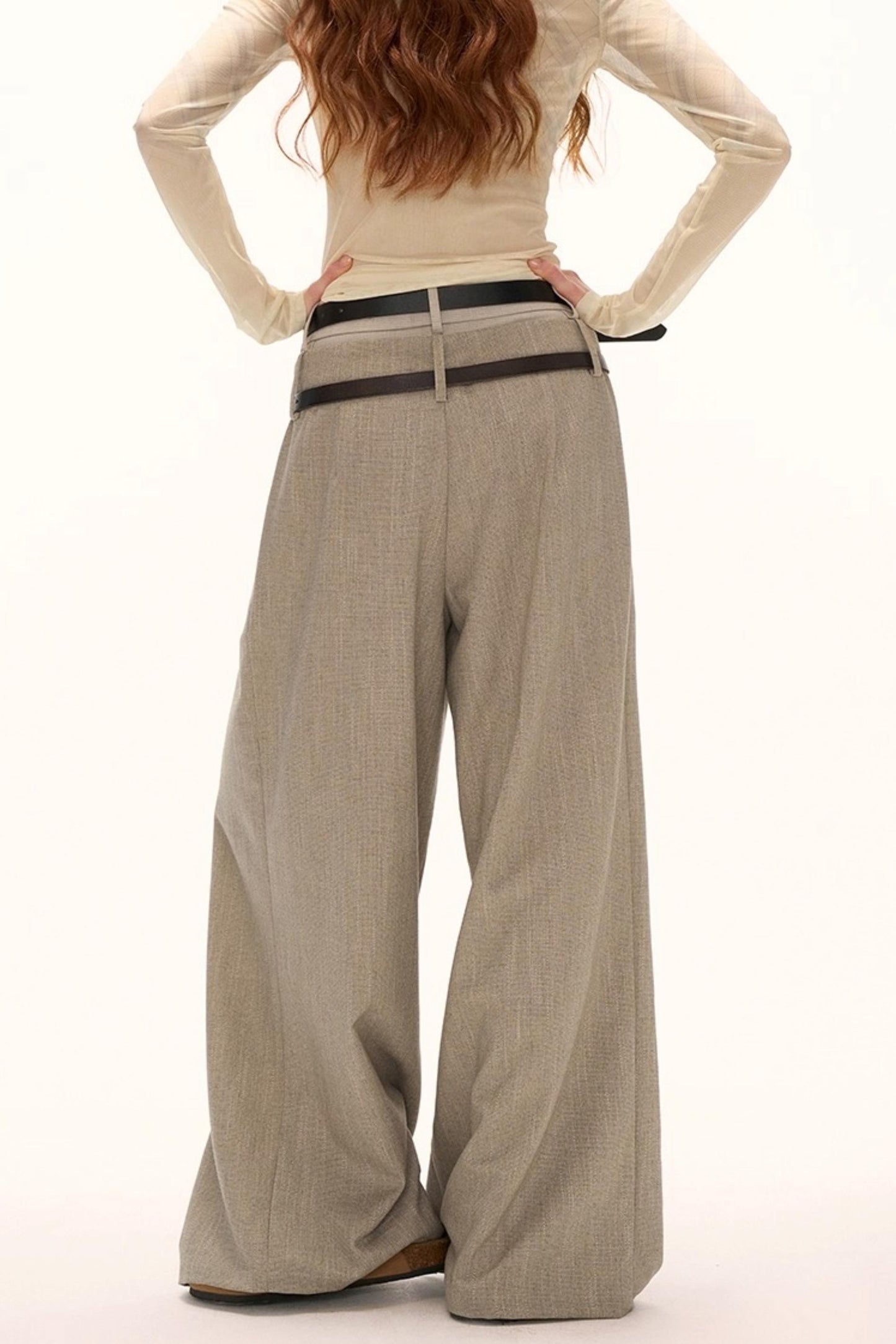 Double Waisted Plaid Straight Pants