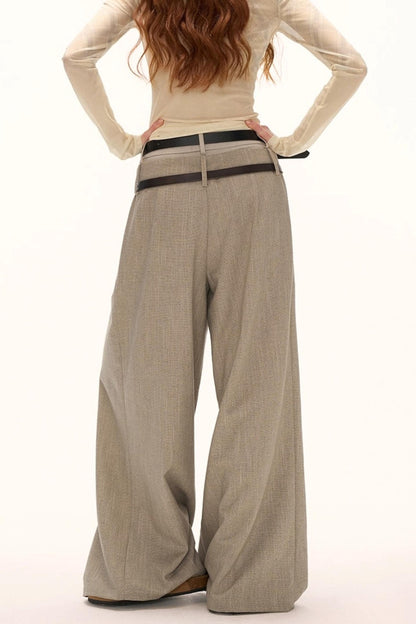 Double Waisted Plaid Straight Pants