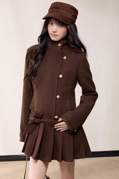 Stand-Up Collar Woolen Coat