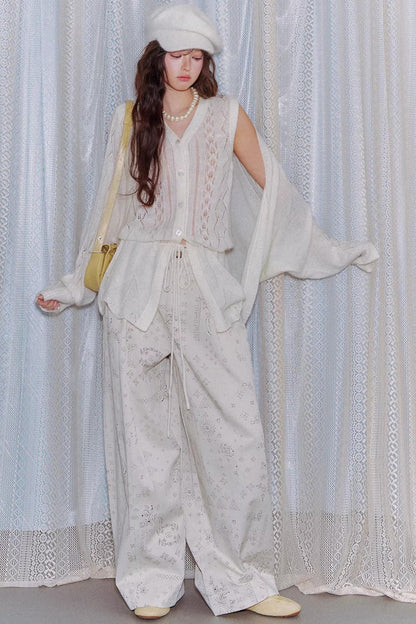 Mohair Purple Cut-Out Cardigan Set-Up