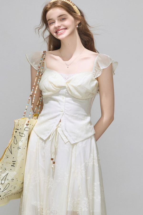 Summer V-Neck Skirt Tops Set-Up