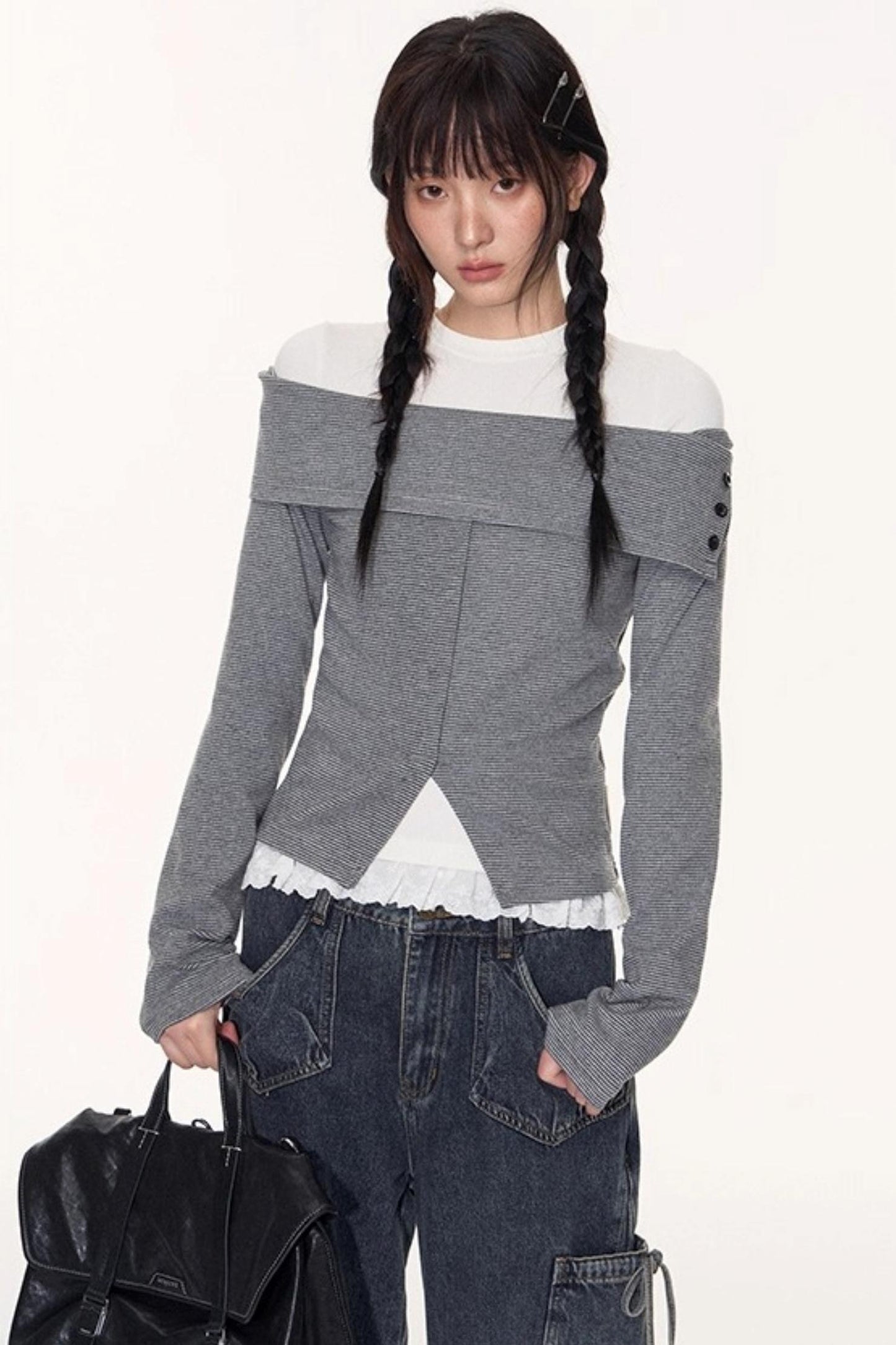 Lace Embroidery Slim Top