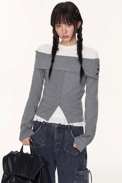 Lace Embroidery Slim Top