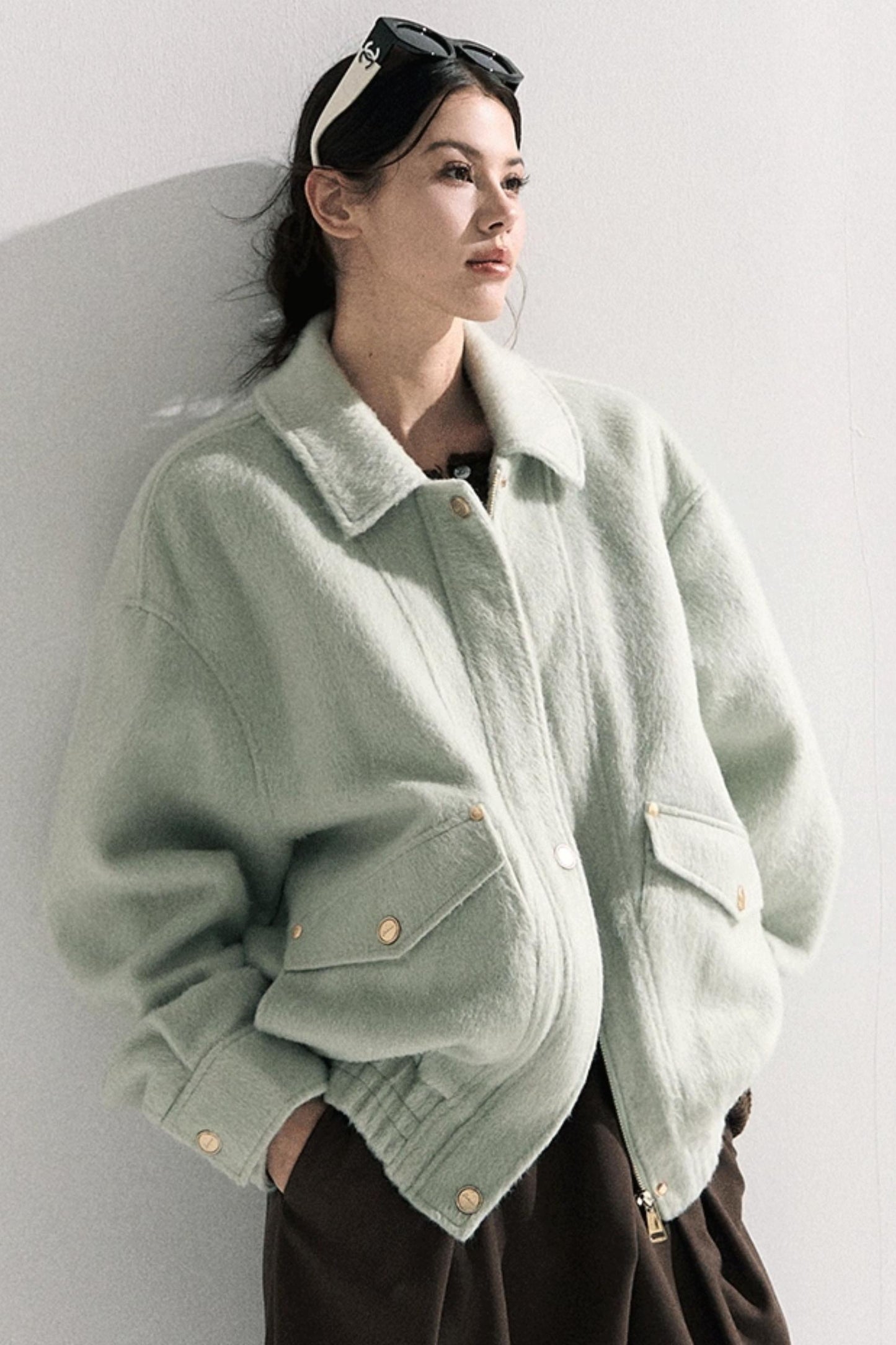 Vintage Crewneck Wool Knit Cardigan