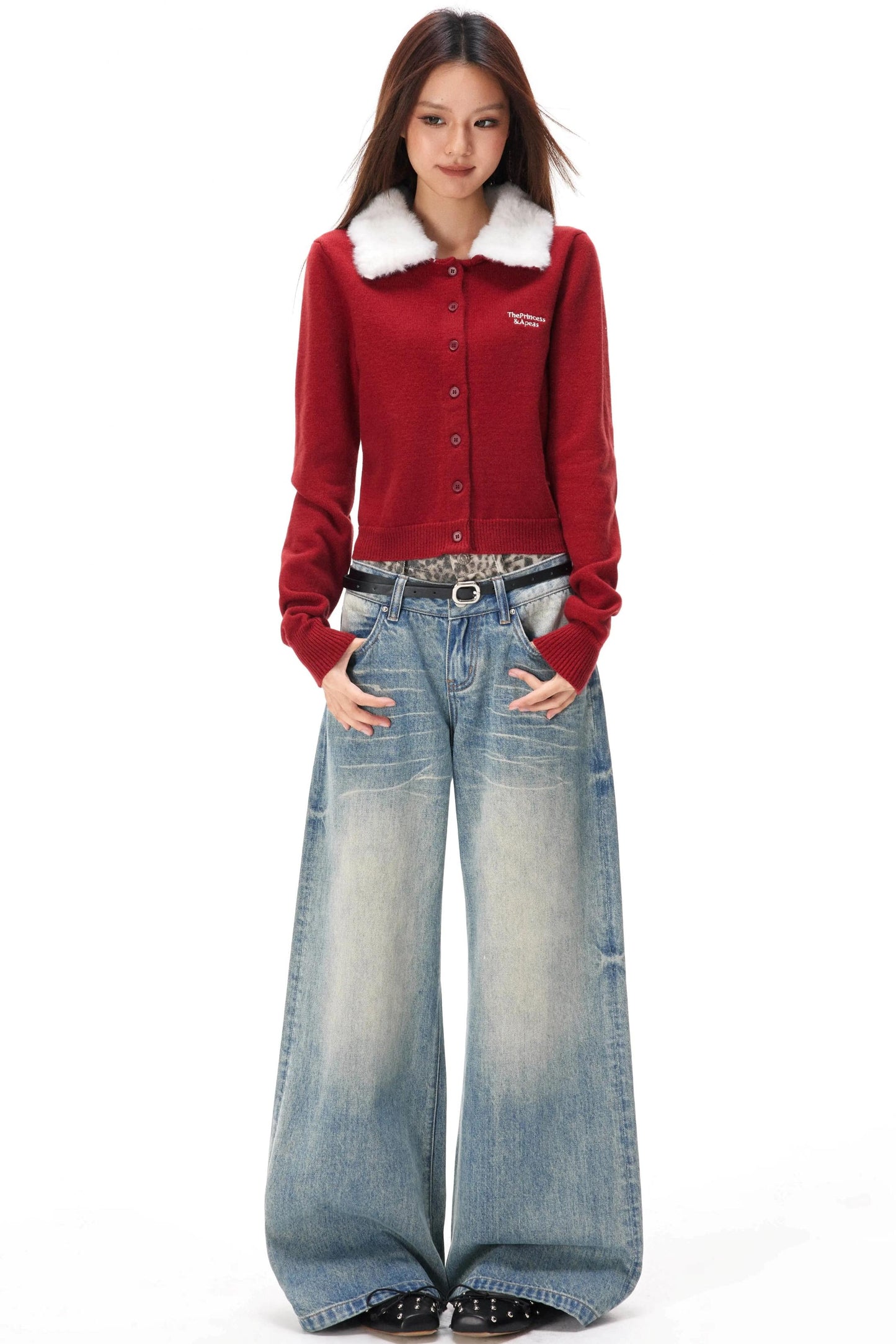 Retro Color-Block Fur Knit Sweater