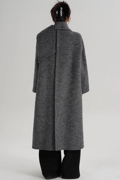 Reversible Two-Tone Scarf Wool Coat