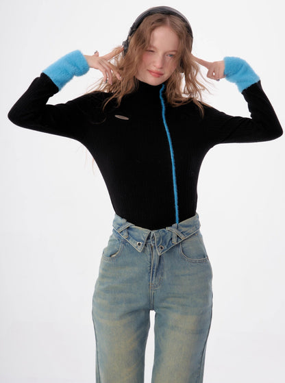 Slim turtleneck knitted top