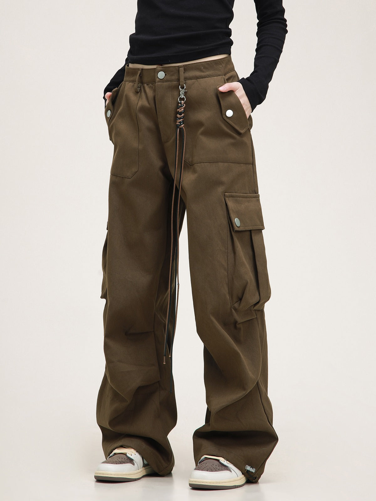 American retro fringe cargo pants