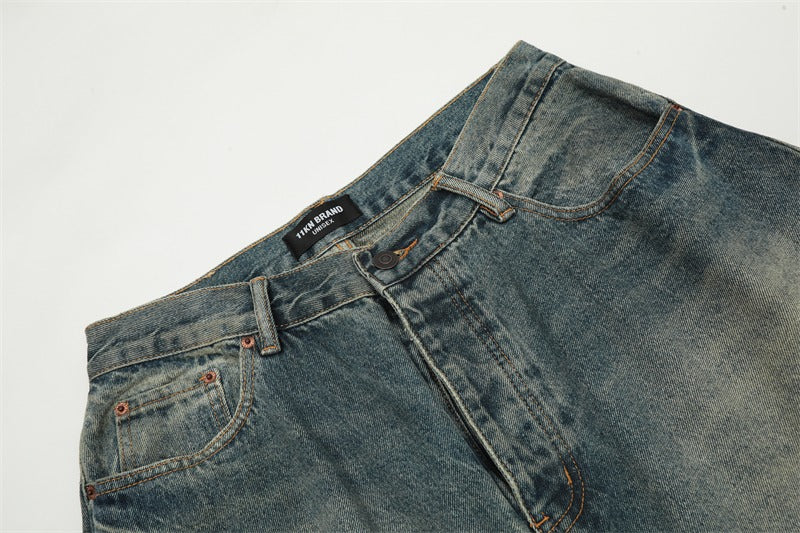 American retro wash jeans pants