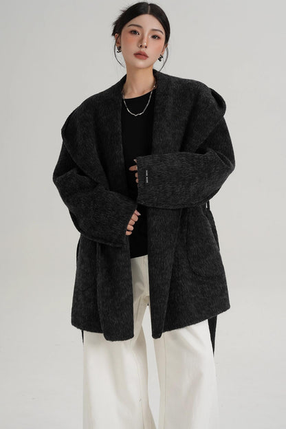 Autumn Hooded Woolen Coat