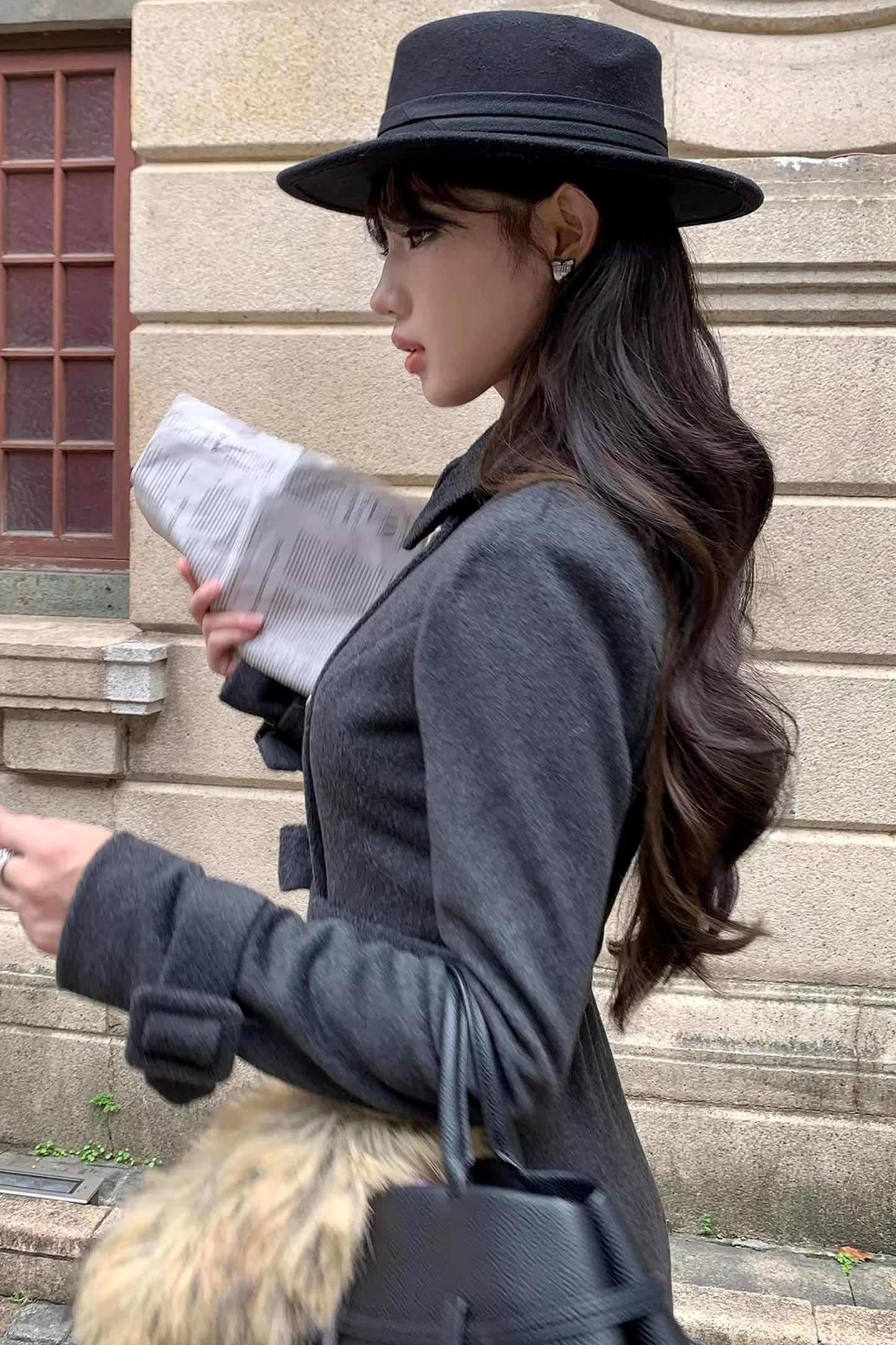 Double-Breasted Woolen Coat Set-Up