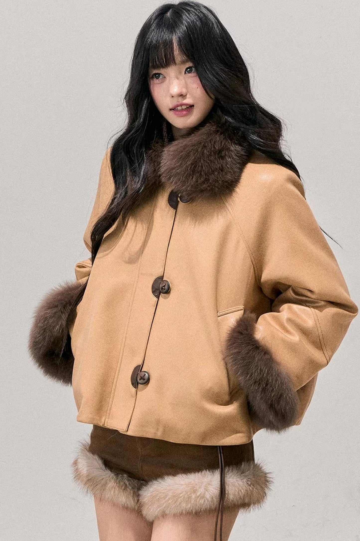 Korean Faux Fur Wide-Leg Pants