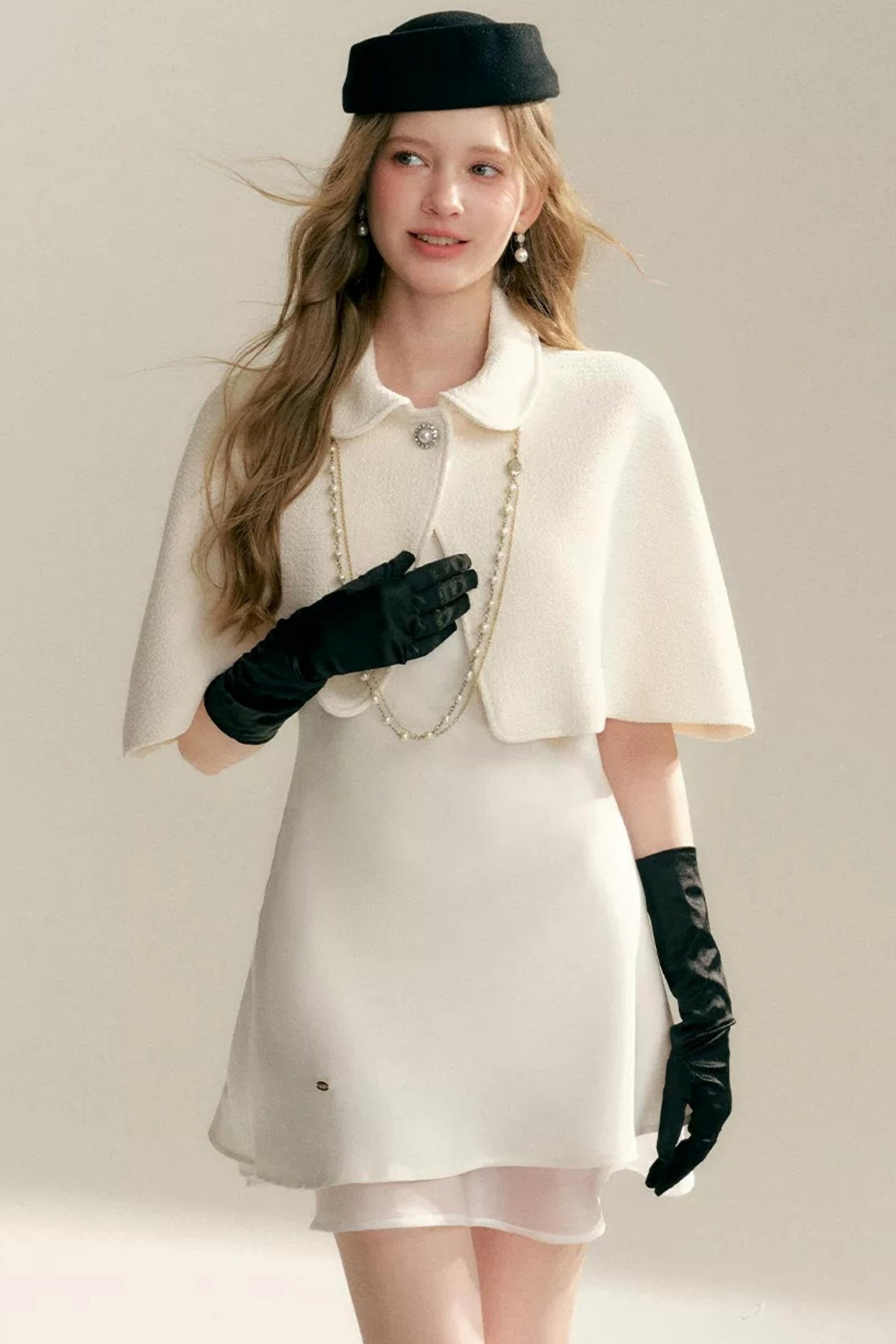 Acetate Halter Cape Dress Set-Up
