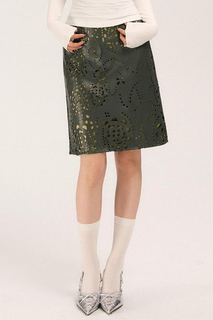 Sassy Vintage Cutout Leather Skirt