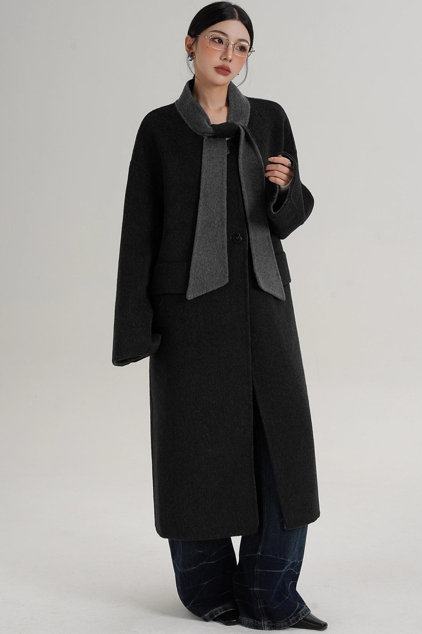 Reversible Contrast Wool Coat