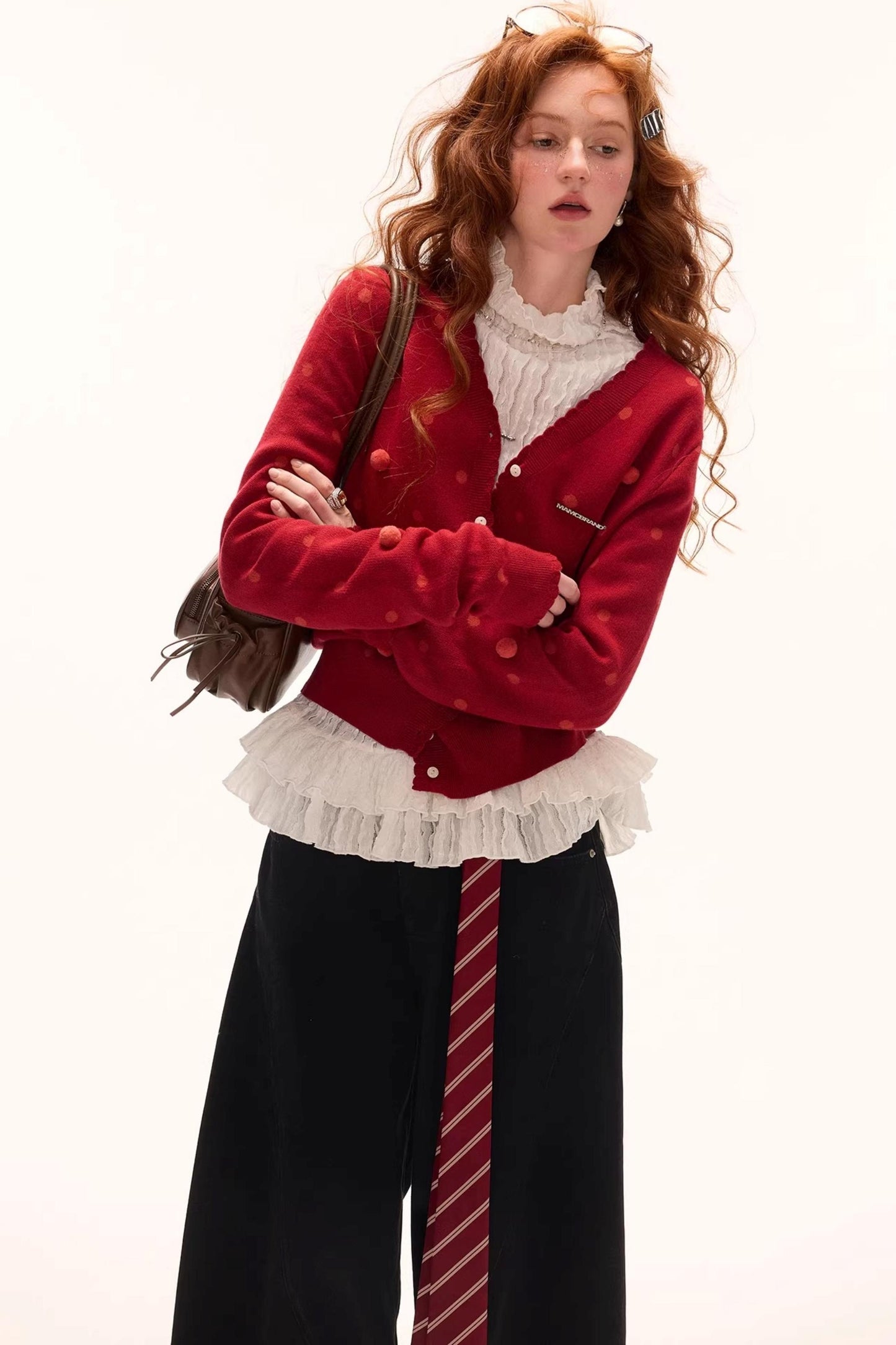 Polka Dot Asymmetrical Cardigan