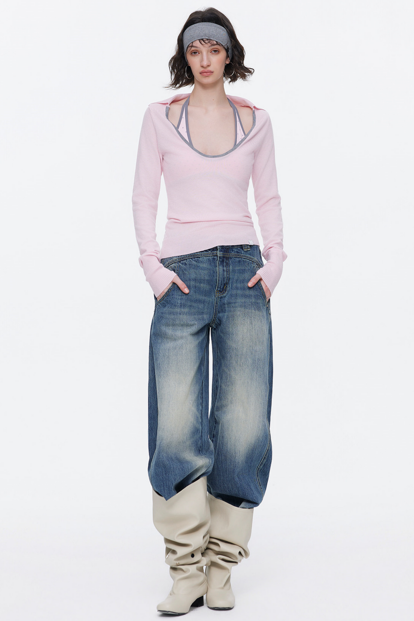 Color-Blocked Wool Knit Top Set-Up