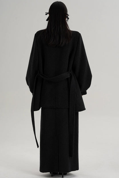 Lantern Sleeve Wool Coat