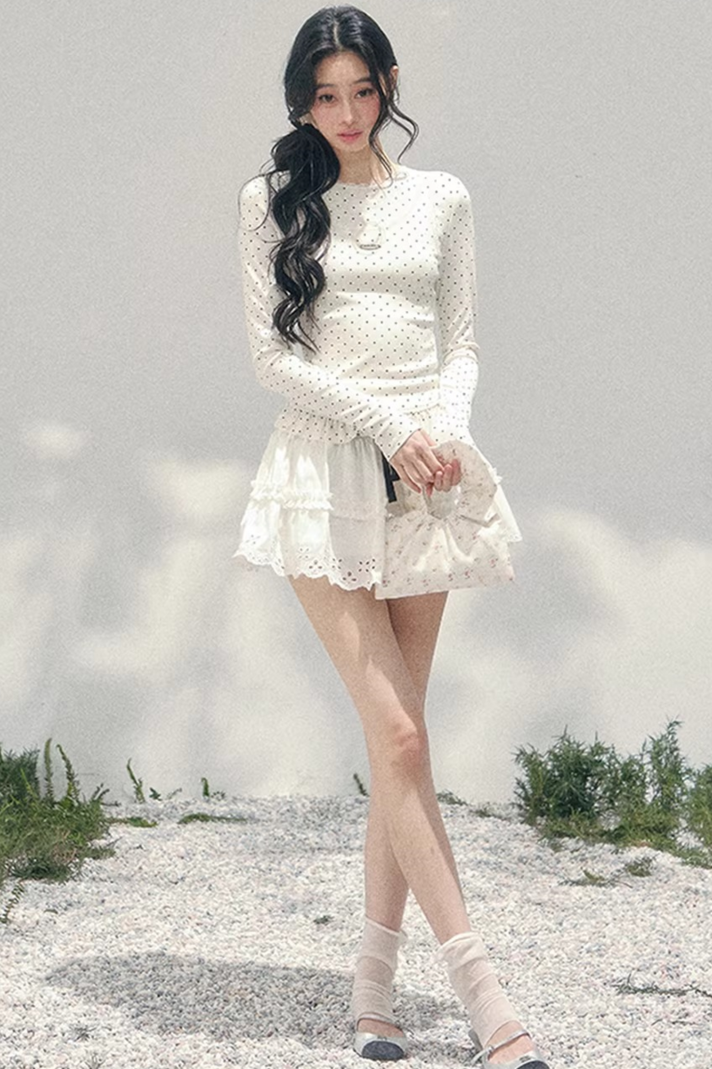 Polka Dot Two-Piece Blouse