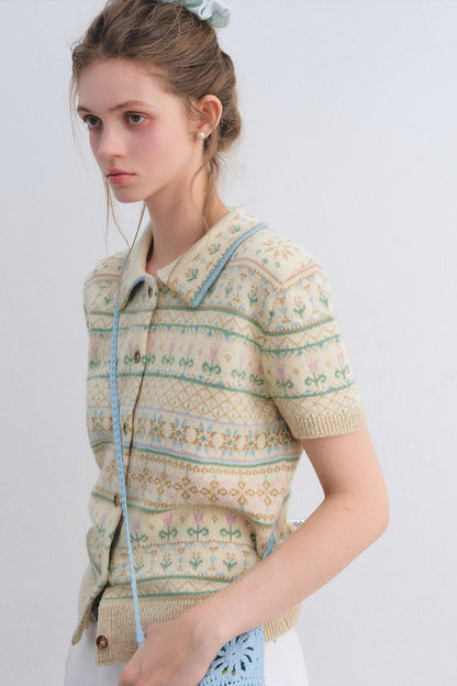 Wool Blend Fair Isle Top