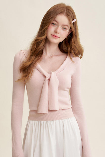 Romantic Navy Knit Shawl Top