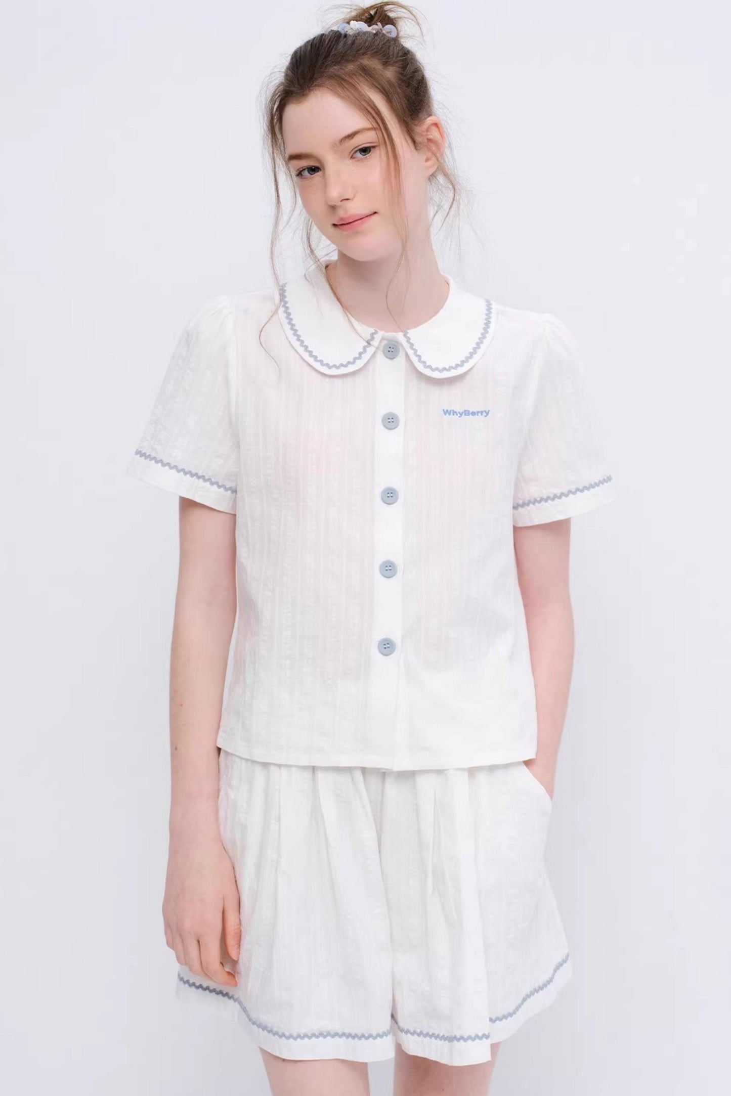 Camicia con colletto da bambola Isola al tramonto