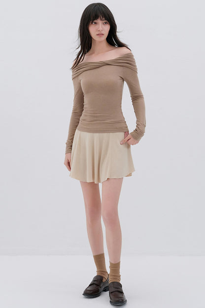 Glutinous Wool Blend One-Shoulder Top