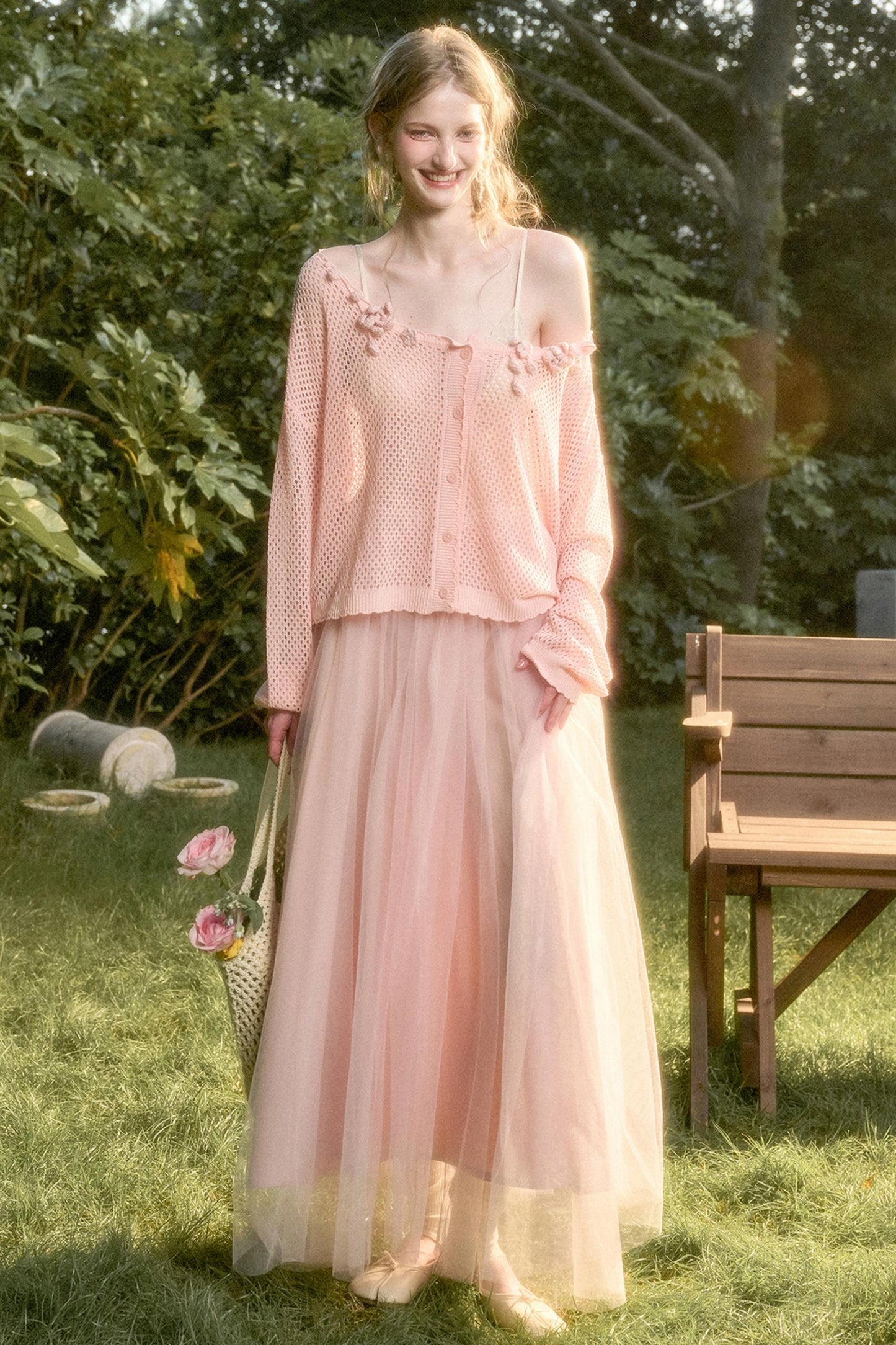 Galaxy Ice Silk Hollow Cardigan