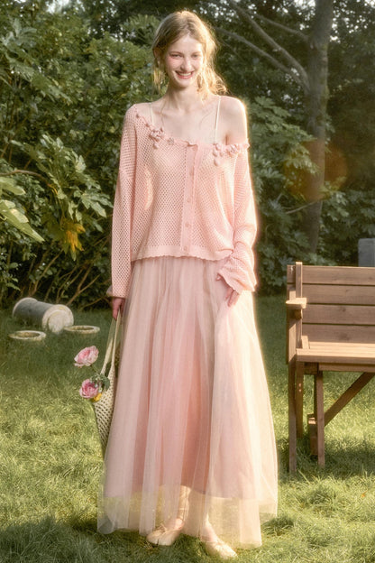 Galaxy Ice Silk Hollow Cardigan