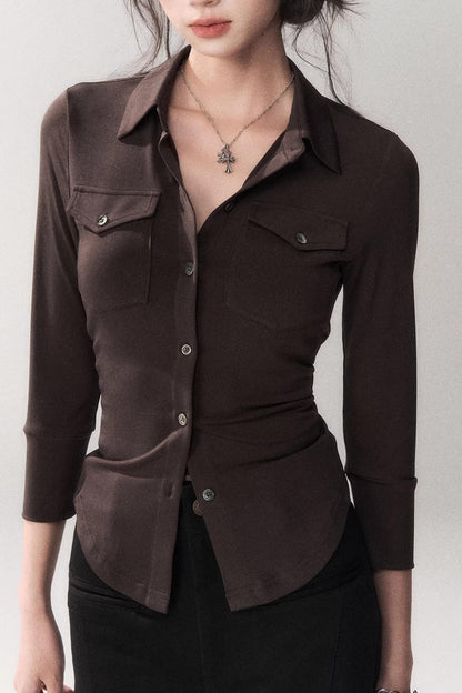 Gao Shu Stretchy Slim Shirt