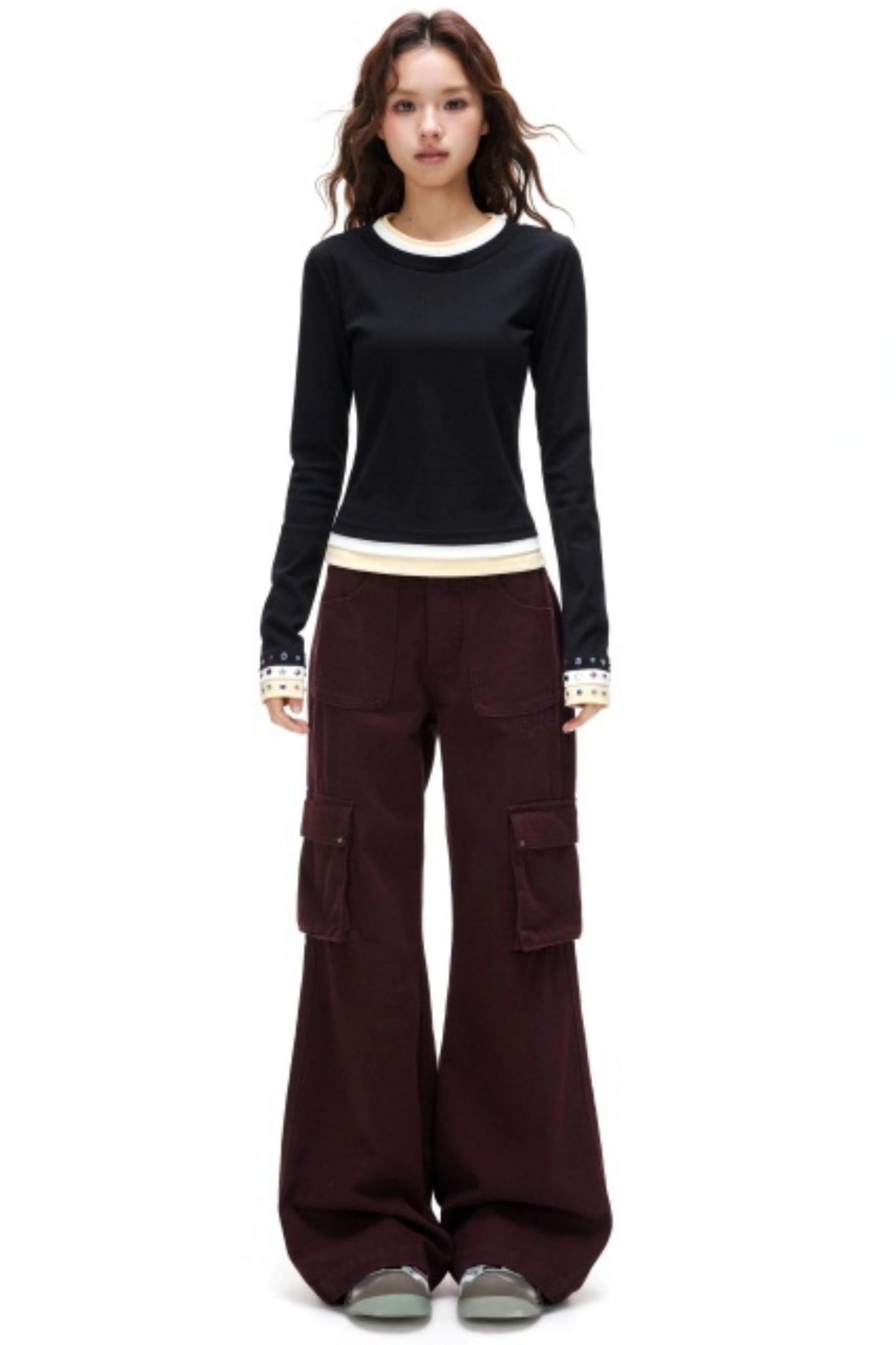 Retro Embroidered Rivet Pants