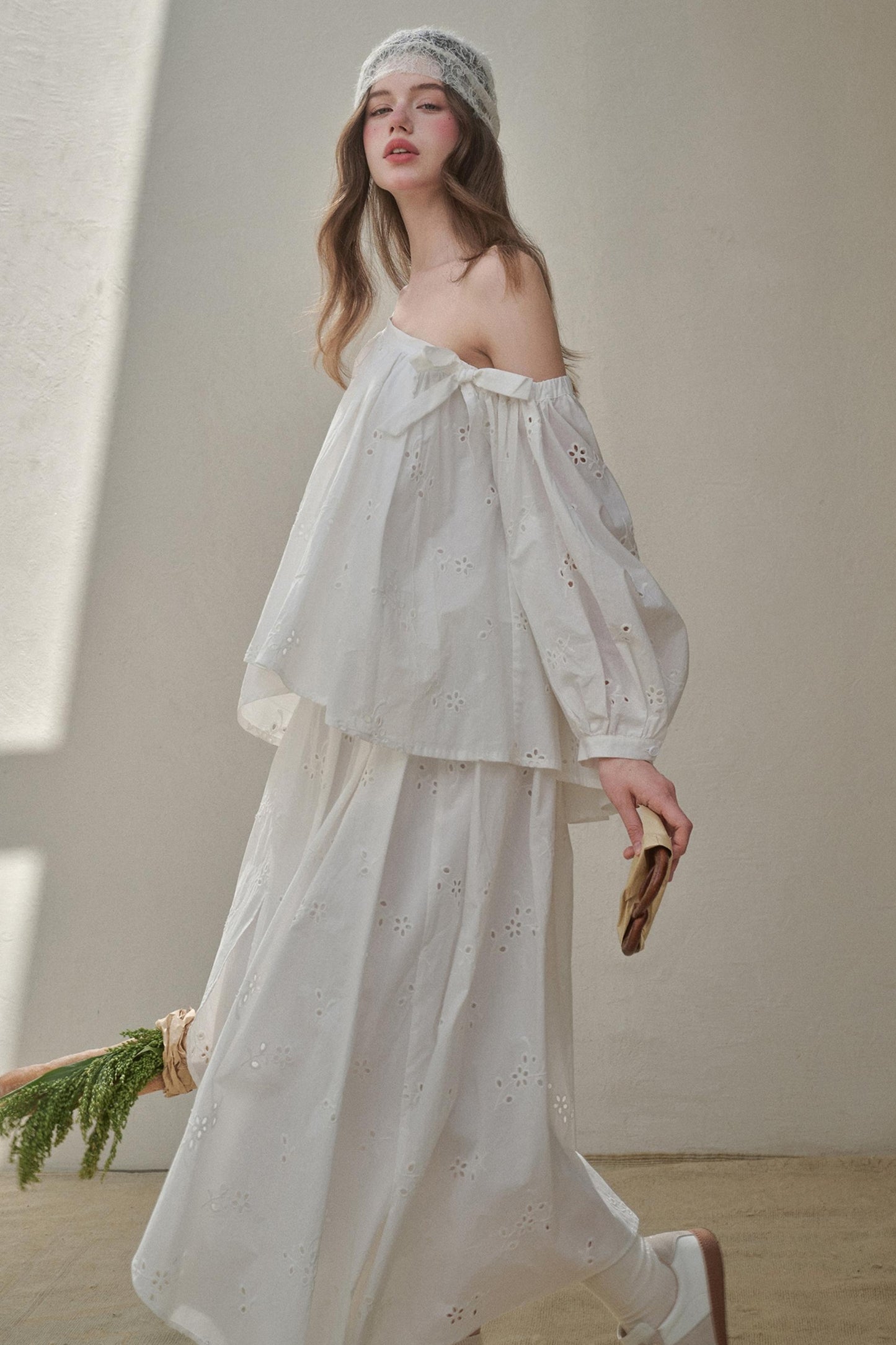 Embroidered Flower Elegant Skirt Set-Up