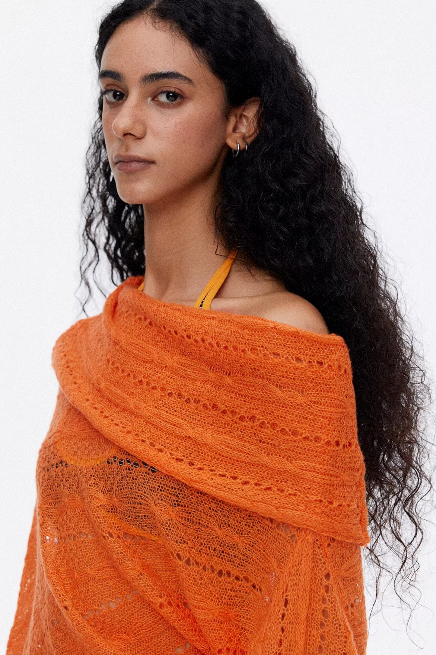 One-Shoulder Hollow Knit Sweater