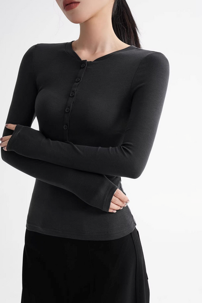 Wool Lyocell Henley Top