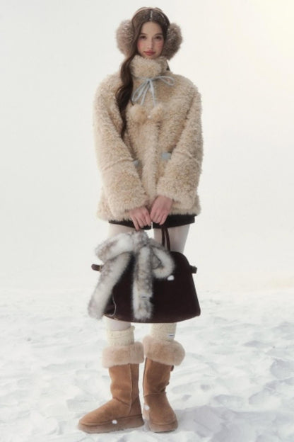 Pink and Blue Reversible Fur Coat