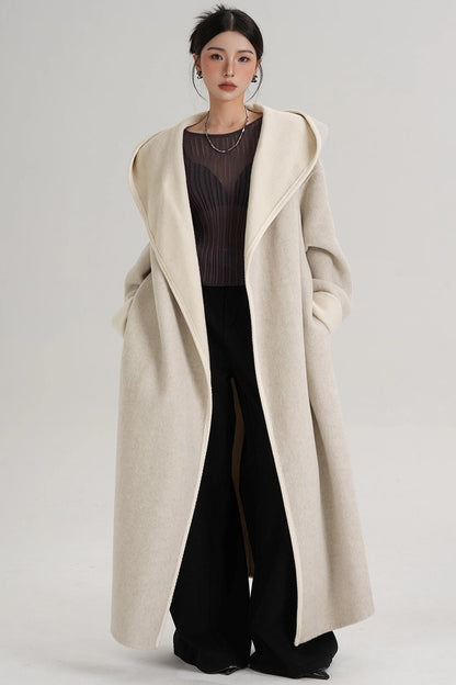 Temperament Hooded Wool Reversible Coat