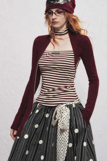 Fake Two Slimming Striped Knit Top