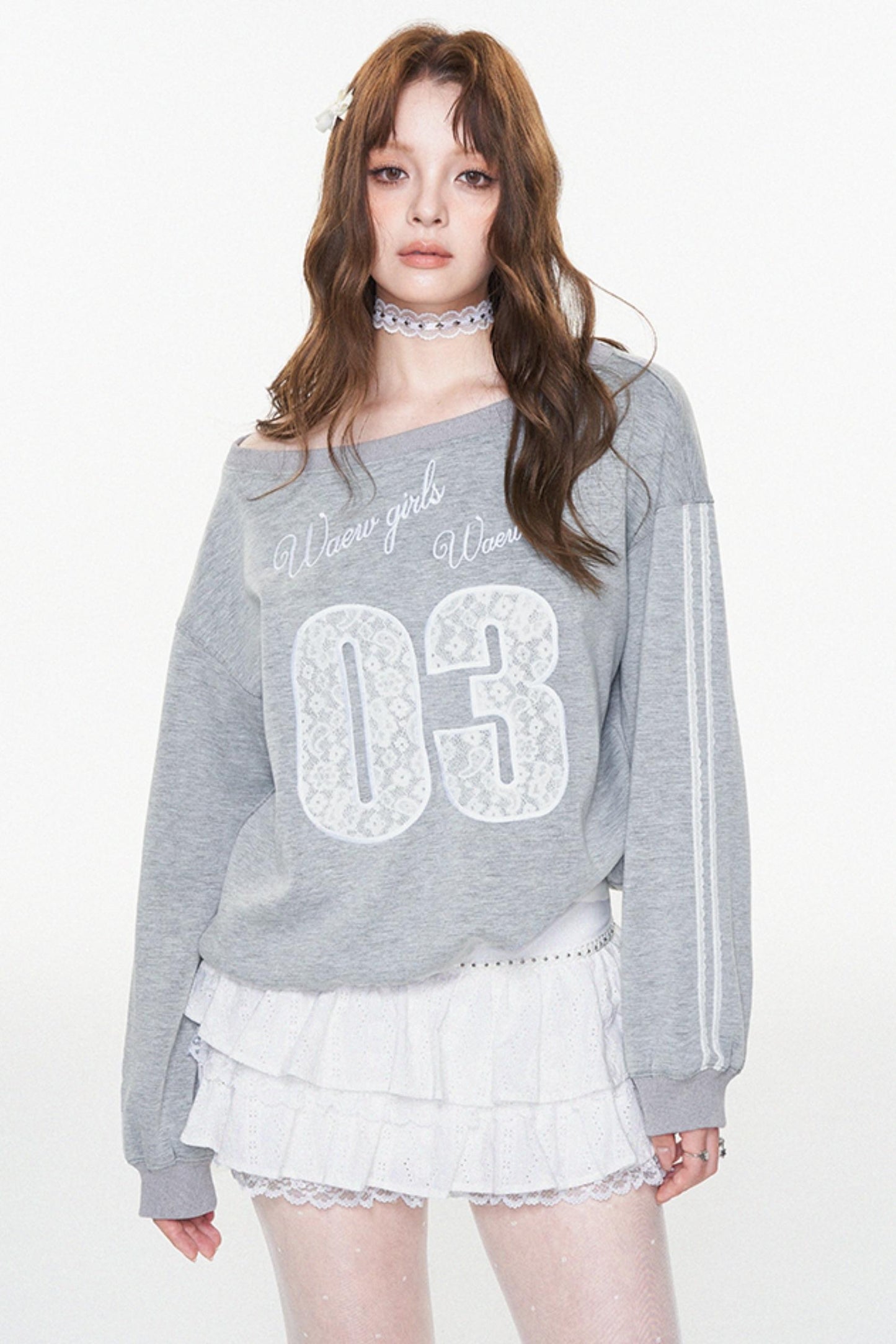 One-Shoulder Slouchy Ballet Sweatshirt