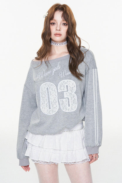 One-Shoulder Slouchy Ballet Sweatshirt