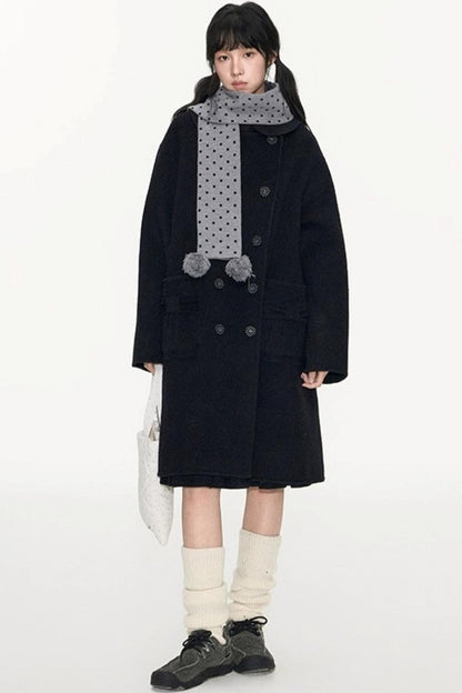 Polka Dot Wool Knit Scarf