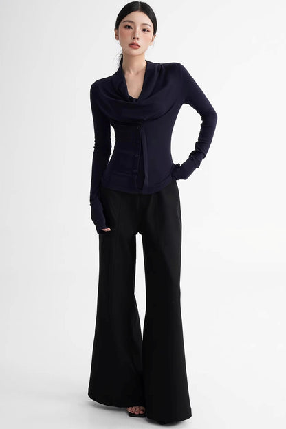 Wool Lyocell Off-Shoulder Top