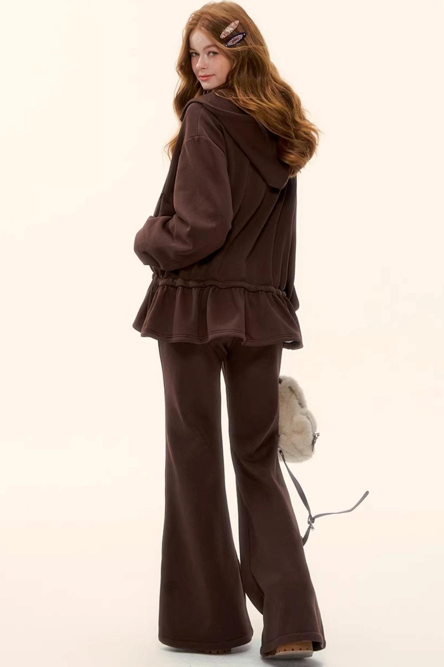 Fleece-Lined Flared Casual Pants