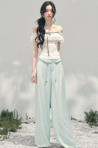 Schulterfreie Rüschenbluse