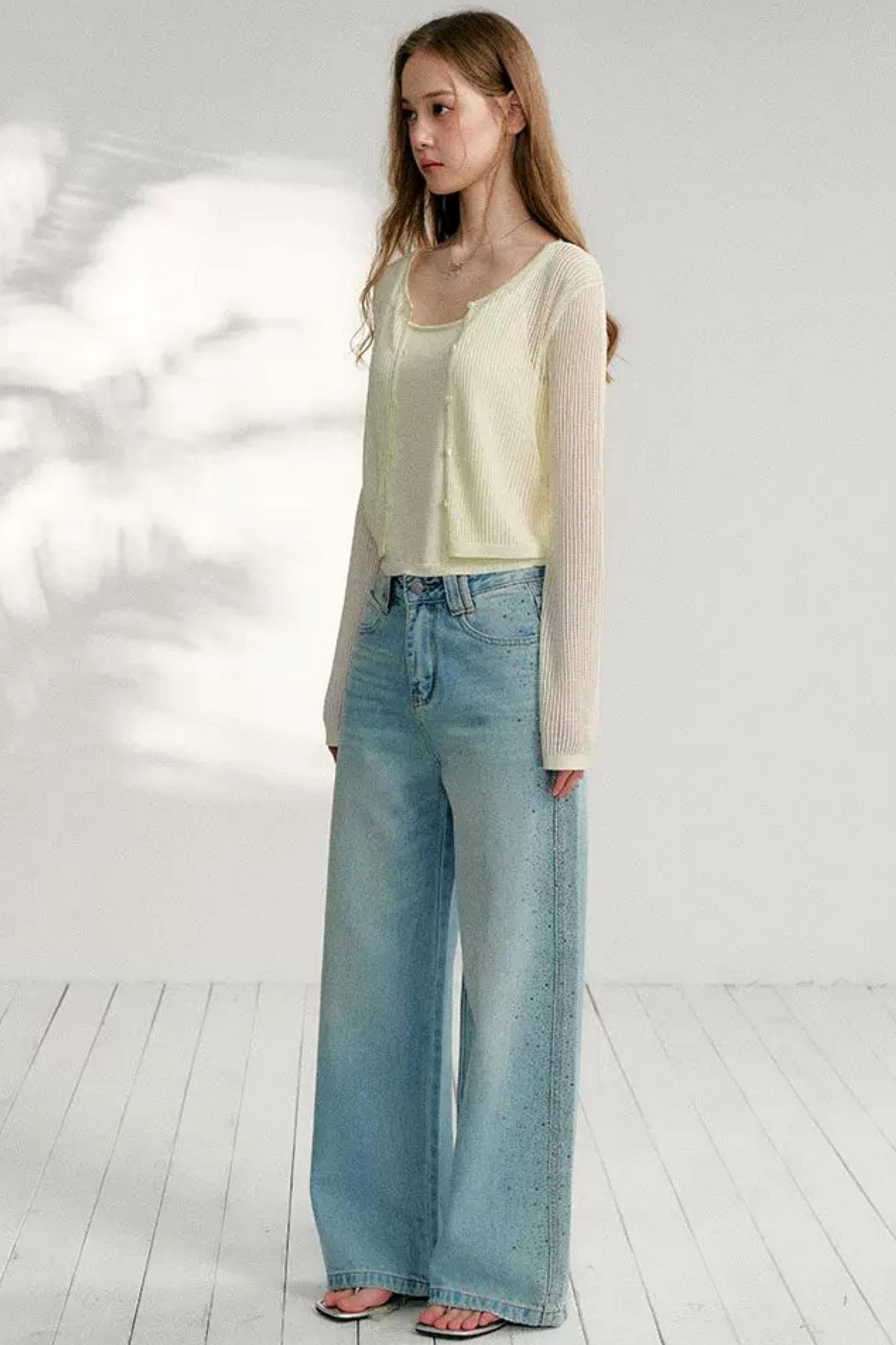 Hollow Knit Cardigan Set