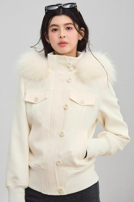 Fur Collar Khaki Jacket