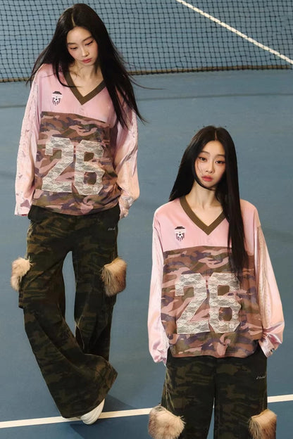 레이스 카모플라주 레트로 탑