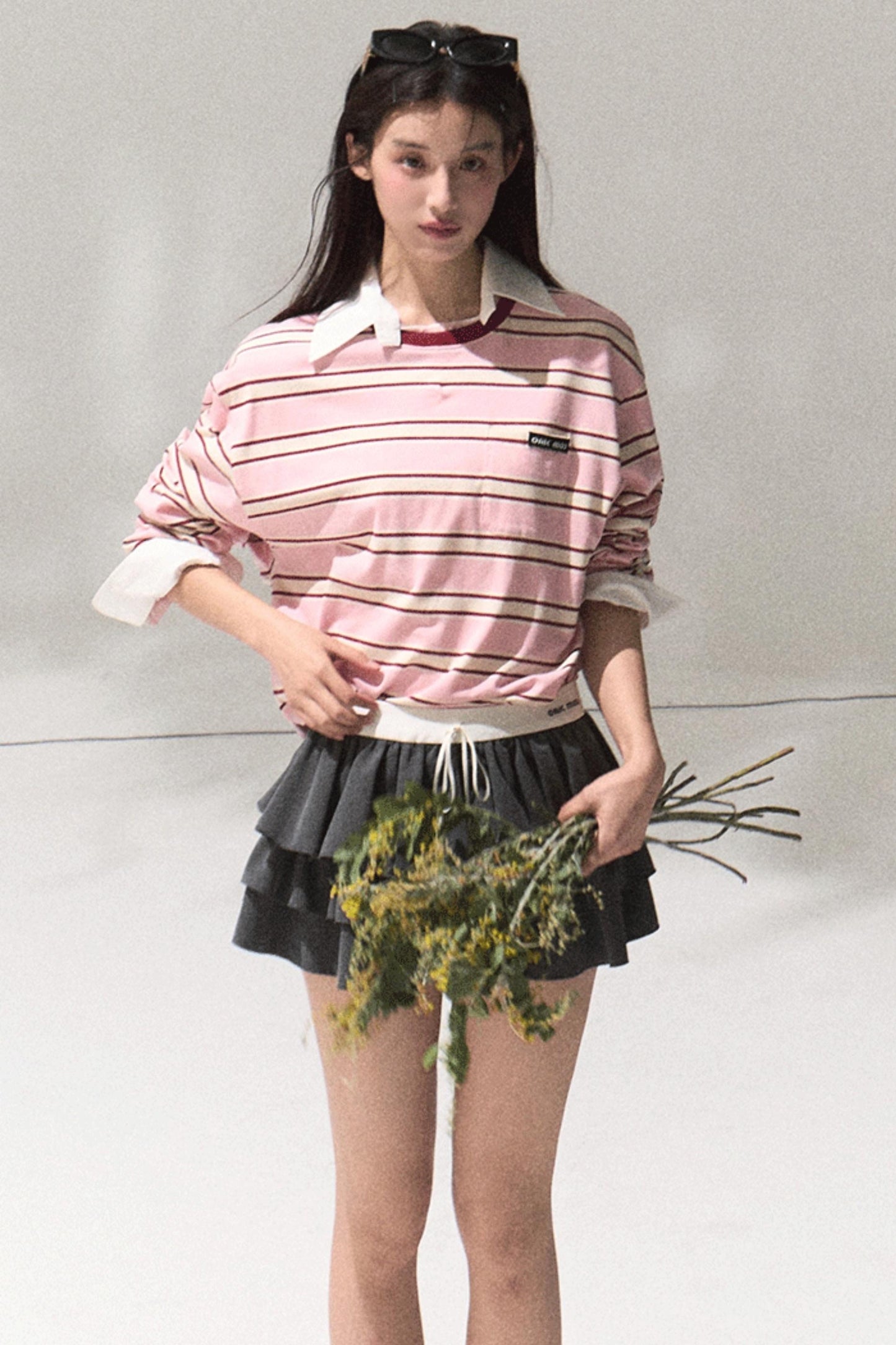 Contrasting Striped Cotton Top